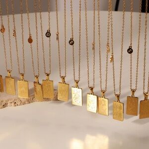 Zodiac Signs Tarot Card Deck Necklaces - Elegant Gold Pendant Necklace